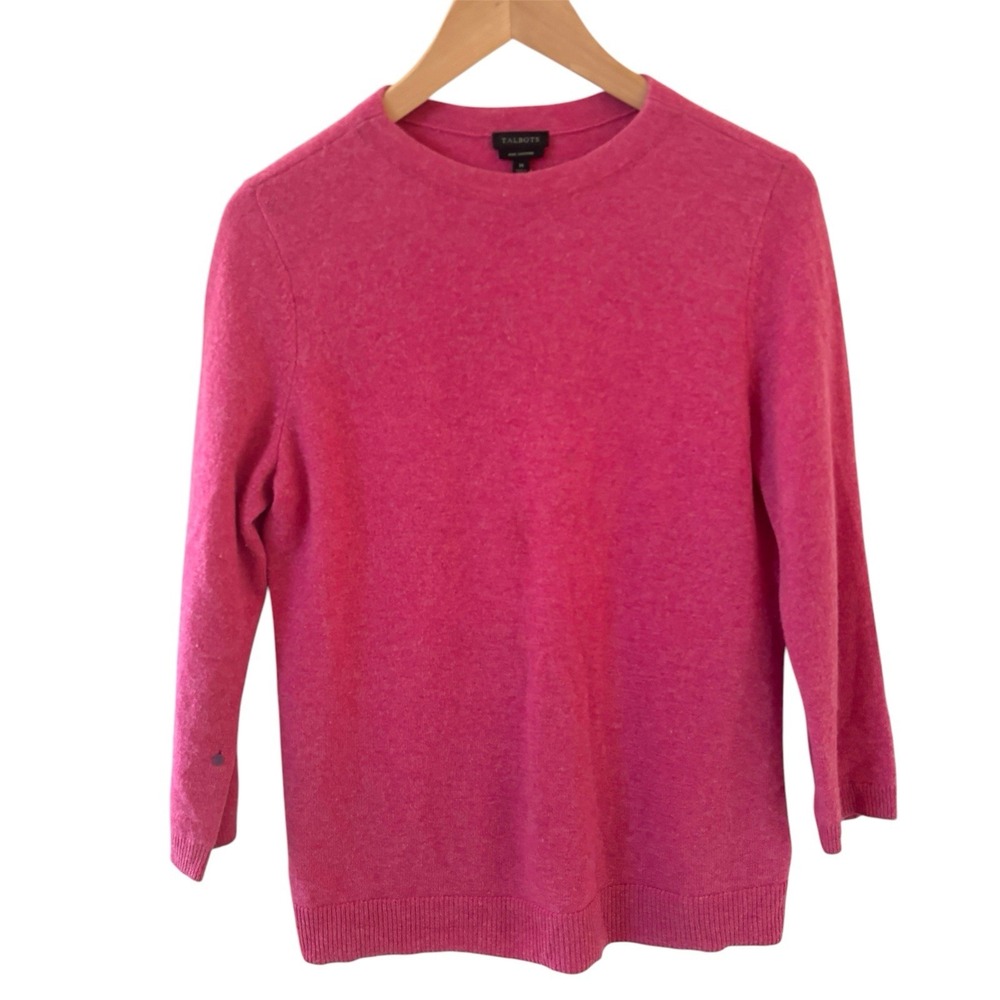Talbots Womens Sweater 100% Cashmere Size Med Pink Comfy Winter Soft Luxury City